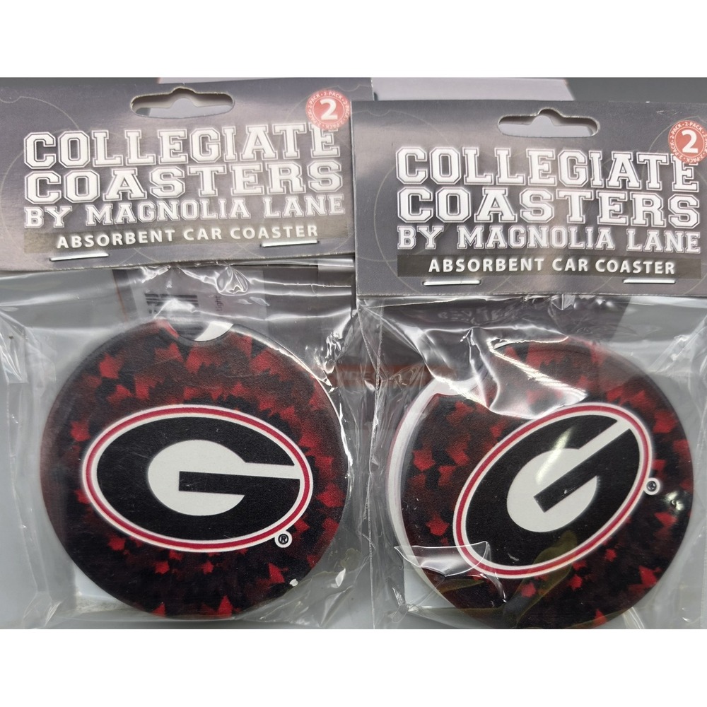 Georgia Bulldogs UGA Car Coasters Magnolia Lane Absorbent Set of 4 New Sealed